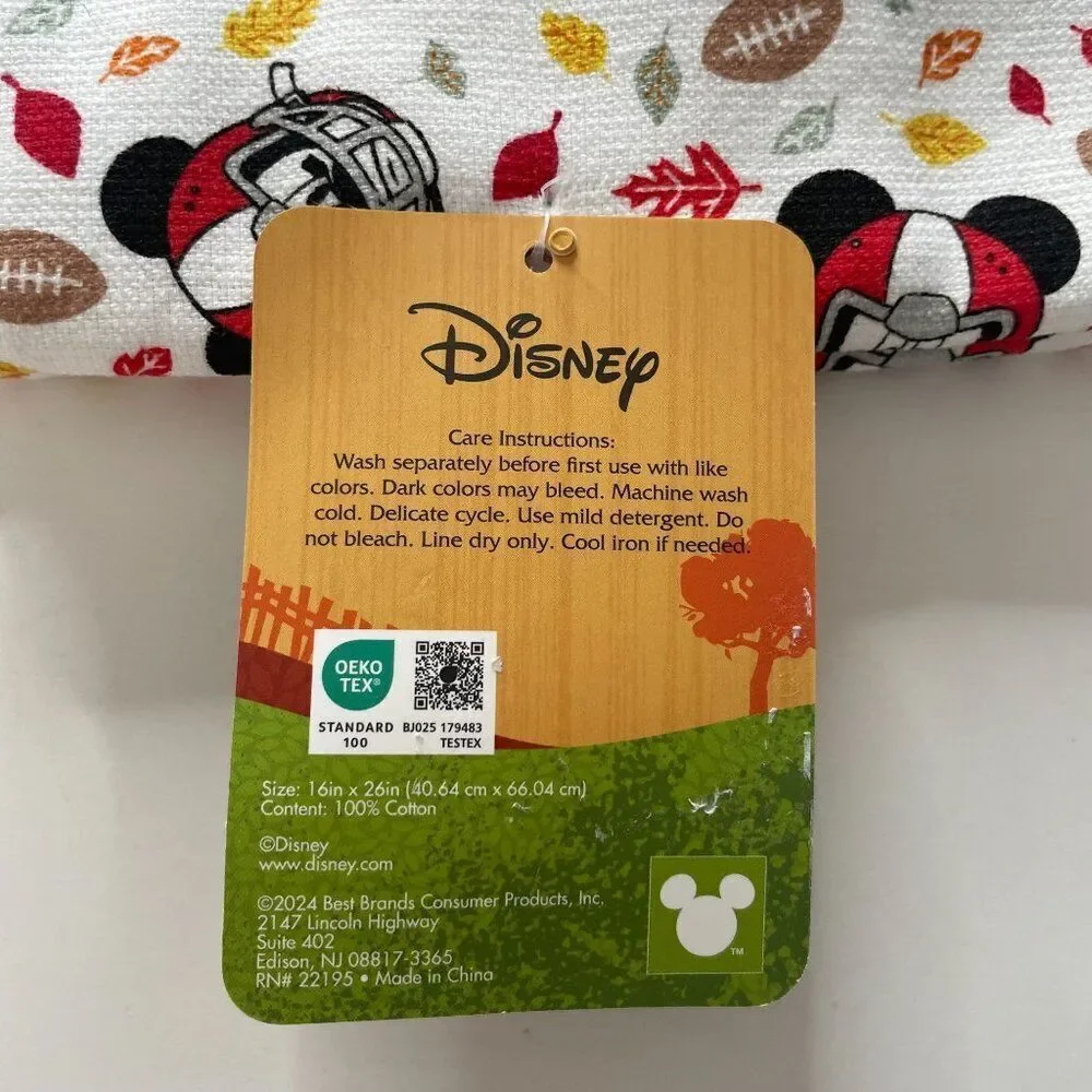 Disney Mickey‎ Mouse Fall Football Kitchen Towels Set 2 Autumn Leaves Football